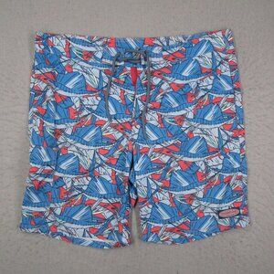 Vineyard Vines Board Shorts Mens 36 Blue AOP Marlin 9" Swim Trunks Resort Surf